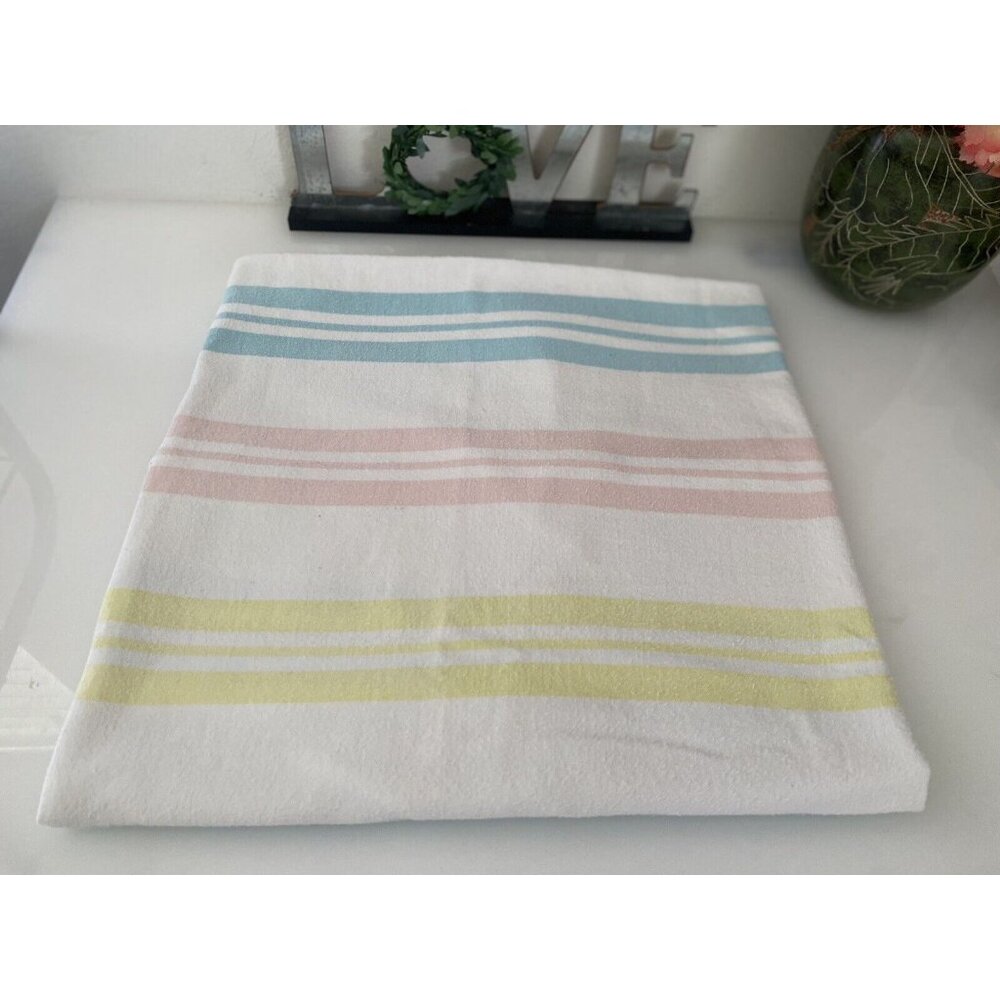 Vtg Baby Receiving Blanket Dundee 25X38 Stripes Pink Blue Nursery Swaddle 1970's - Picture 1 of 16